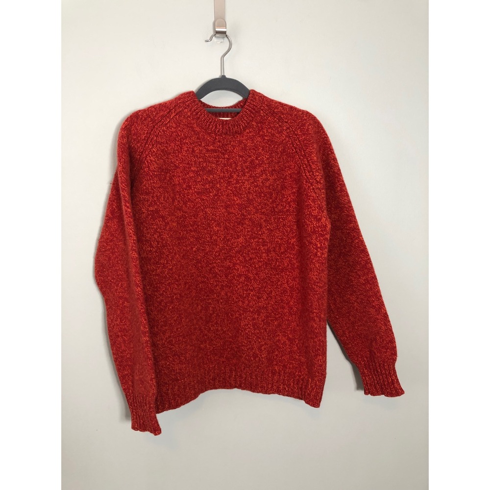 J. Crew Sweater Women Large Red Wool Marled Raglan Crewneck Long Sleeve